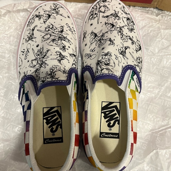 Custom Vans. Size 5. Aries and Rainbows. - Picture 2 of 7